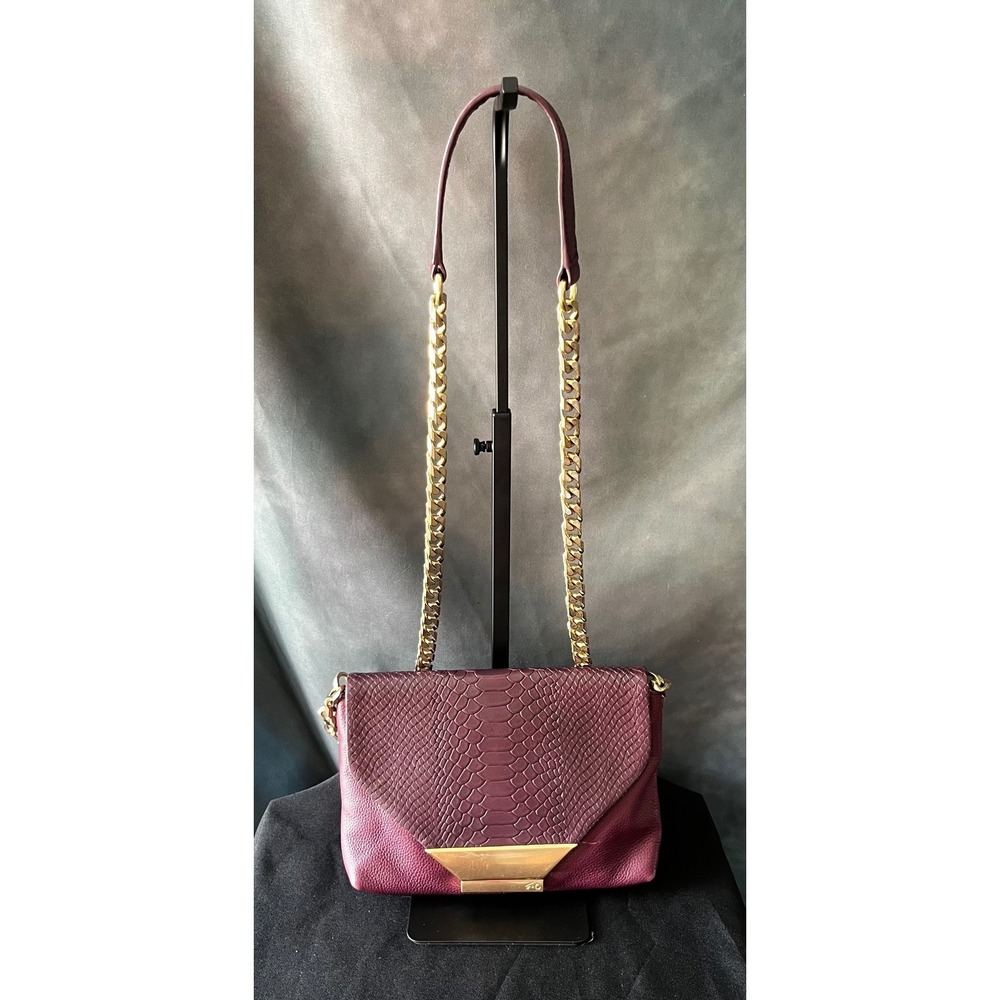 Foley + Corinna Ziggy Convertible Crossbody Snakeskin‎ Embossed Gold Chain